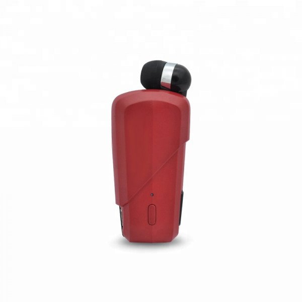 Wholesale Retractable Clip On Bluetooth Headset Earbud (Red)